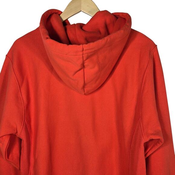 Champion Reverse Weave Hoodie Mens Small Orange Crisp Embroidered Logo Pullover - Picture 11 of 13